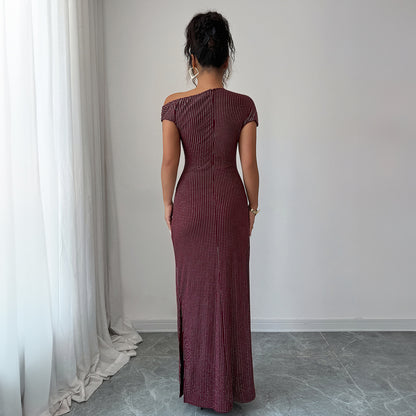 Womens Solid-Color Fashion Bodycon Dress