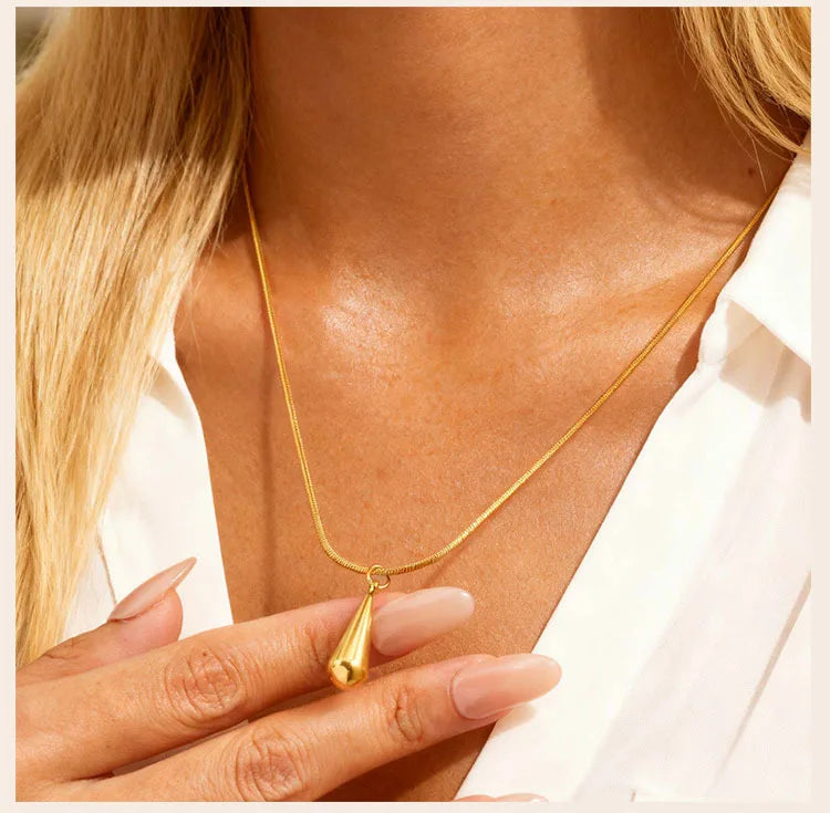 Zestaw Naszyjnik i Kolczyki Kropla Pozłacany 18K