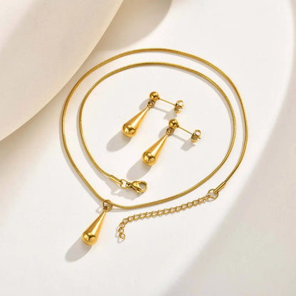 Zestaw Naszyjnik i Kolczyki Kropla Pozłacany 18K