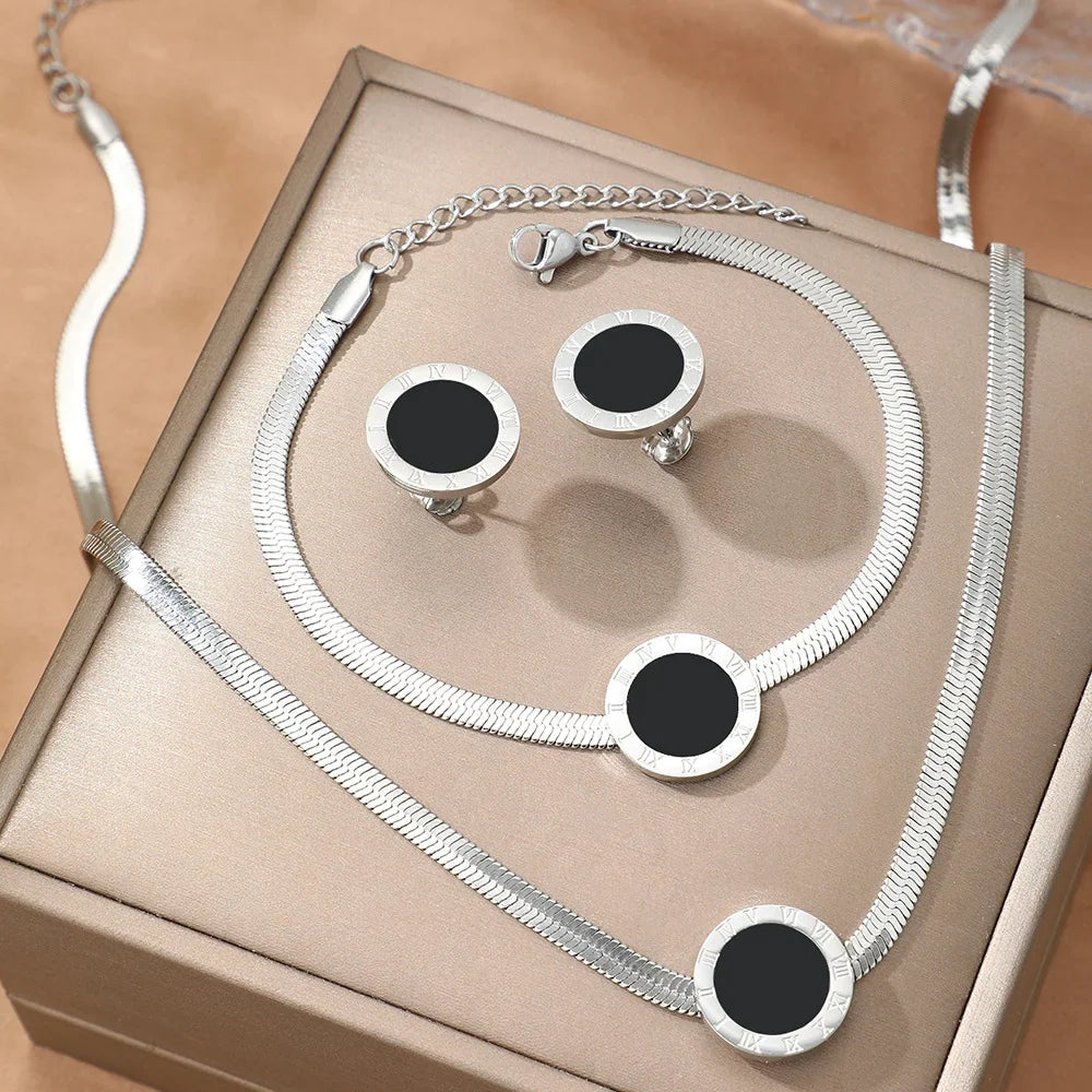 Naszyjnik z Zawieszką Rzymskie Cyfry w Złocie 18K + 2 Kolczyki Gratis